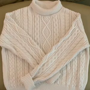 Off white turtle neck cable knit sweater NWT